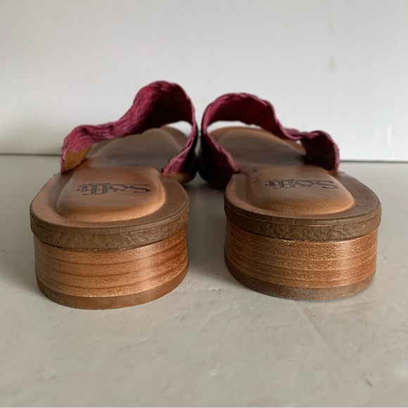 Sofft Ardee Woven Leather Stacked Heel Slip On Slide Sandal Purple Pink 10 - Picture 3 of 11